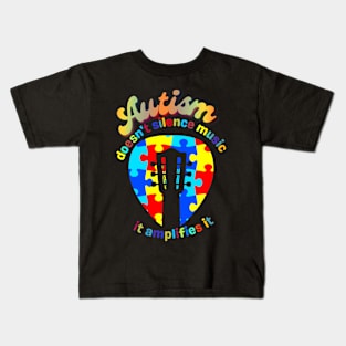 Autism Doesn't Silence music it amplifies it | Autism awareness for Musicians Kids T-Shirt